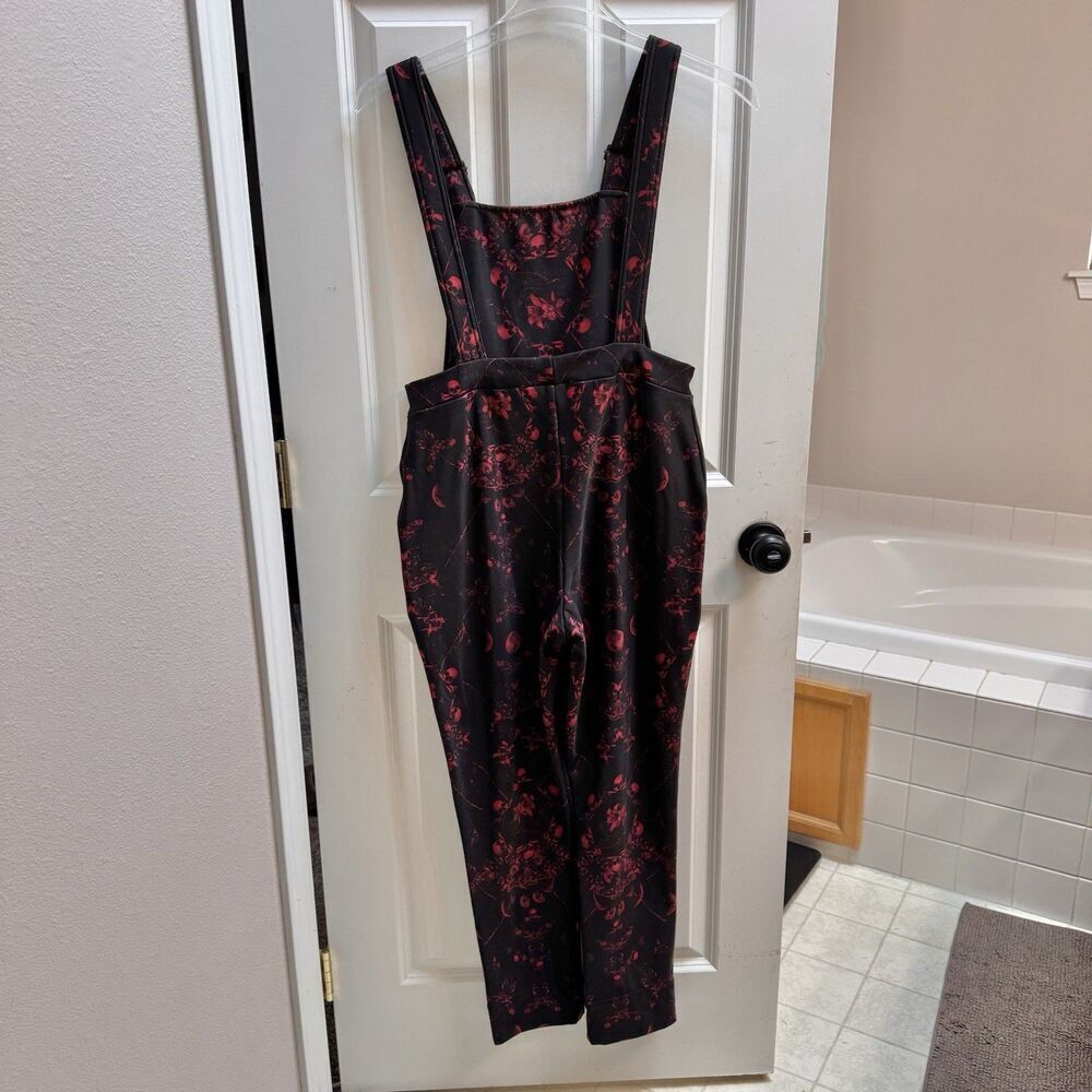 Black Milk Deaf Pretty Overalls Sz Large Skulls Whimsigoth Rockabilly Punk Red - Picture 2 of 8